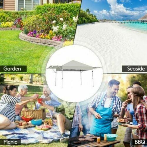 17 Feet x 10 Feet Foldable Pop Up Canopy with Adjustable Instant Sun Shelter-Gra