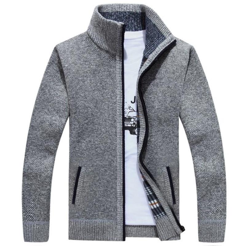 New Autumn Winter Men Warm Cashmere Casual Wool Zipper Slim Fit Fleece Jacket