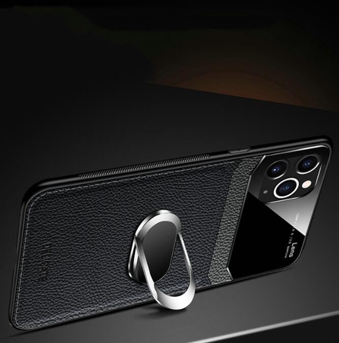 Leather+hard PC With Stand Ring Case For iPhone