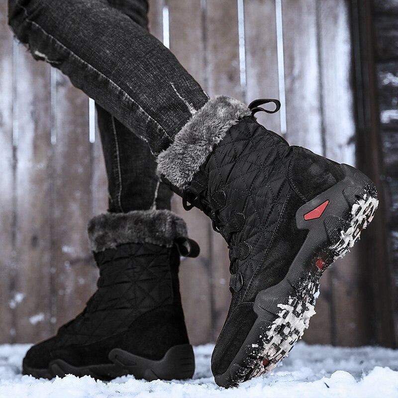 Winter Genuine Leather Patchwork Snow Mens Boots