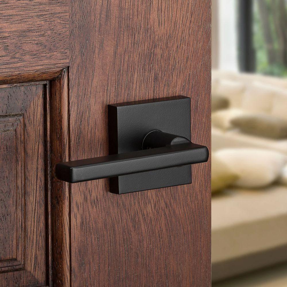 Halifax Square Matte Black PassaHall/Closet Door Lever (4-Pack)