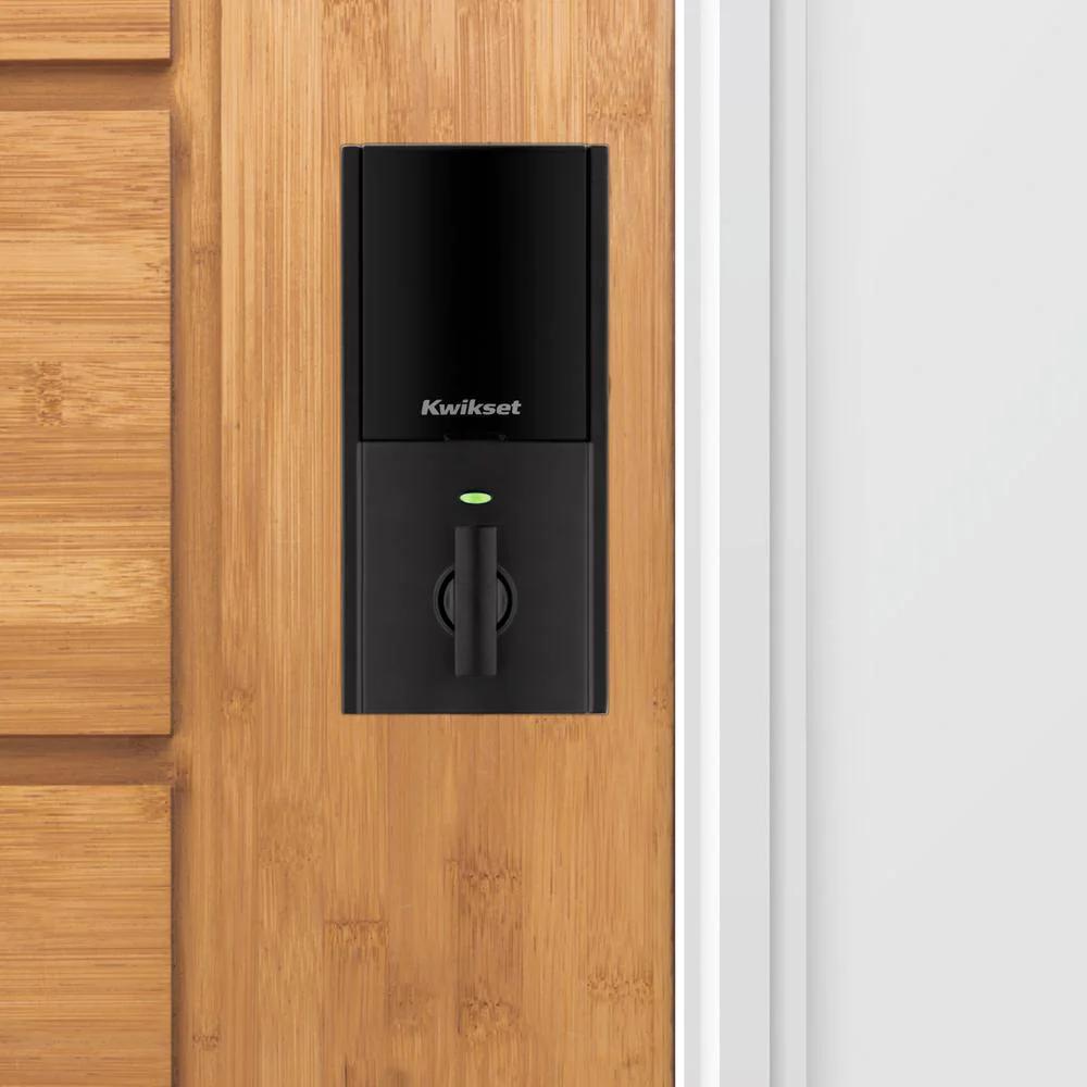 Halo Touch Matte Black Contemporary Fingerprint Wi-Fi Electronic Smart Lock Deadbolt Featuring SmartKey Security