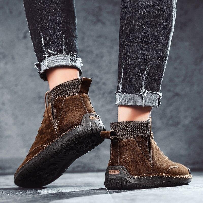 Winter Plush Warm Snow Boots Men Motorcycle Boot