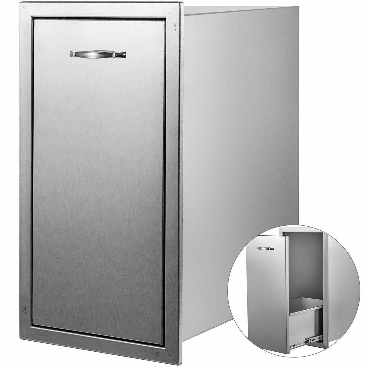 VEVOR Pull Narrow Trash Drawer 13.6"x26"Outdoor Kitchen Trash Bin BBQ Island