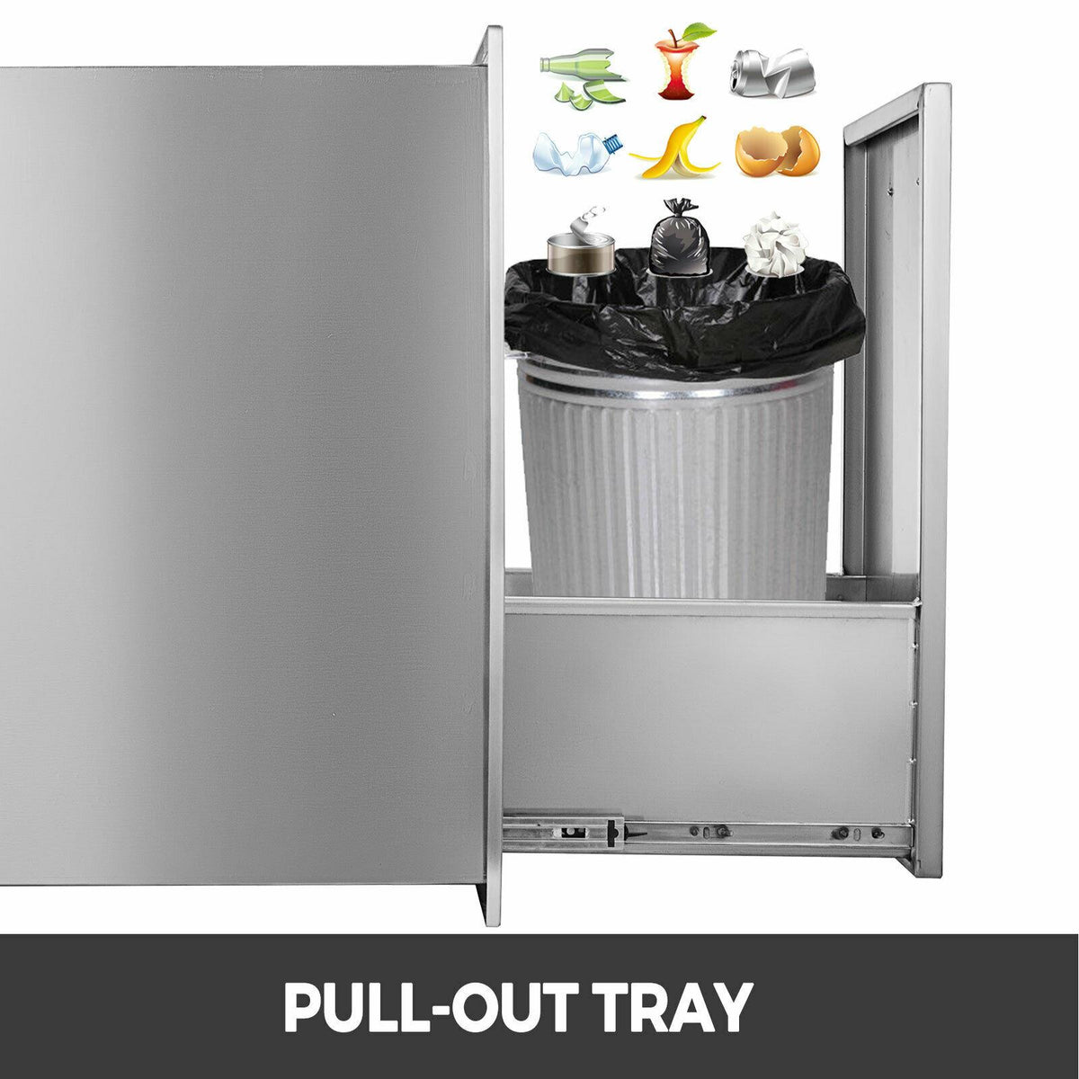 VEVOR Pull Narrow Trash Drawer 13.6"x26"Outdoor Kitchen Trash Bin BBQ Island