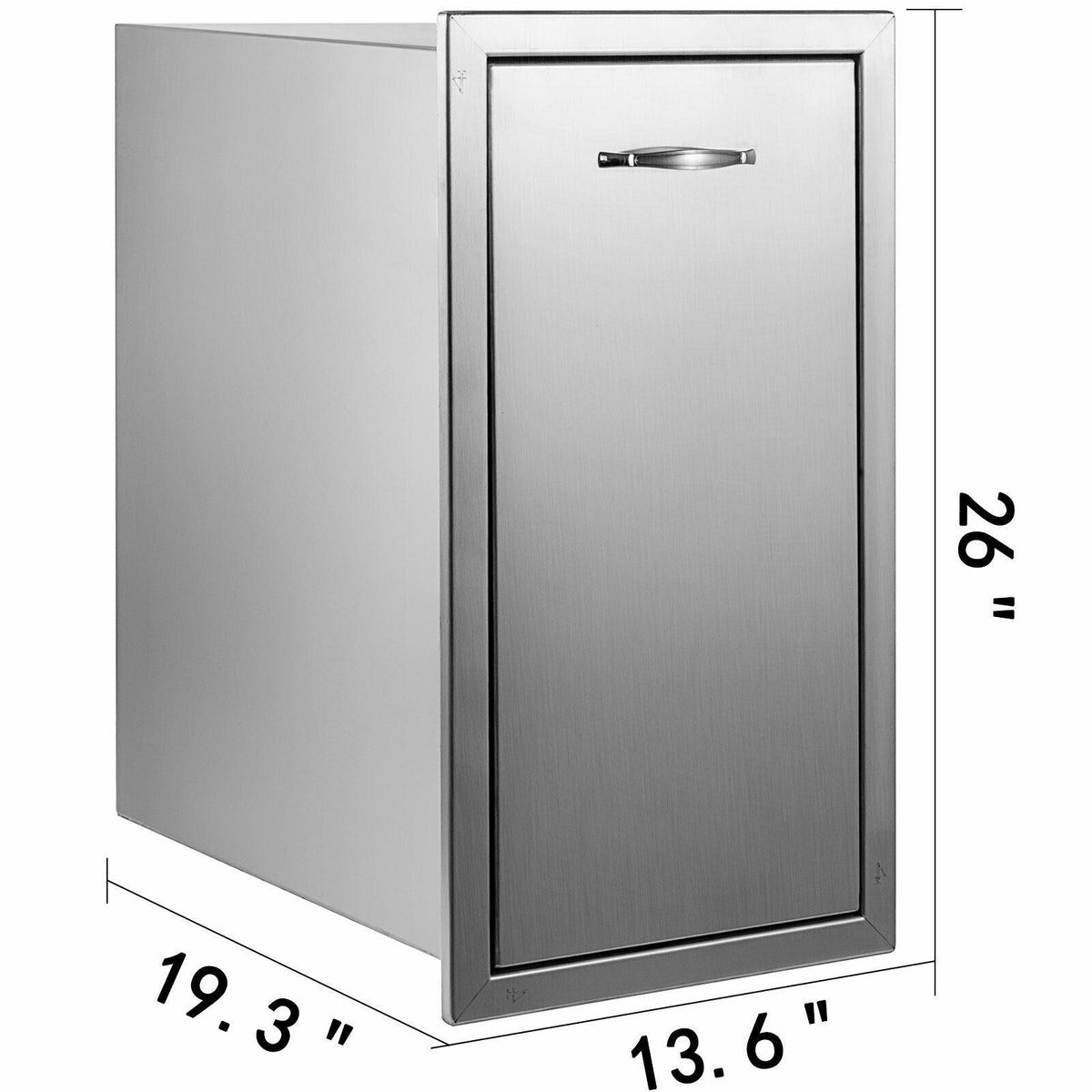 VEVOR Pull Narrow Trash Drawer 13.6"x26"Outdoor Kitchen Trash Bin BBQ Island