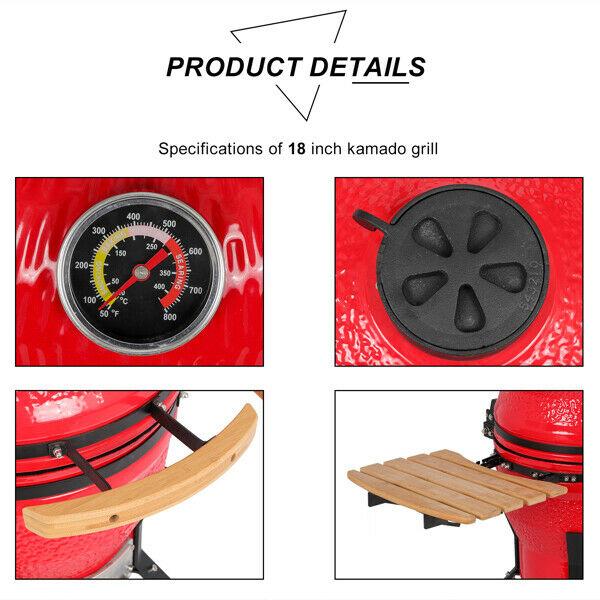 18in Steel Charcoal Grill Multiple Cooking Smoke Bake Roast For Courtyard Party