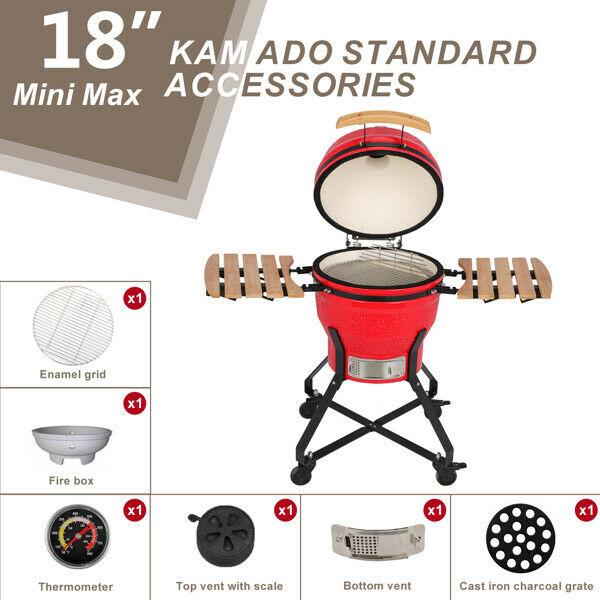 18in Steel Charcoal Grill Multiple Cooking Smoke Bake Roast For Courtyard Party