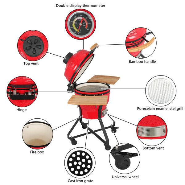 18in Steel Charcoal Grill Multiple Cooking Smoke Bake Roast For Courtyard Party
