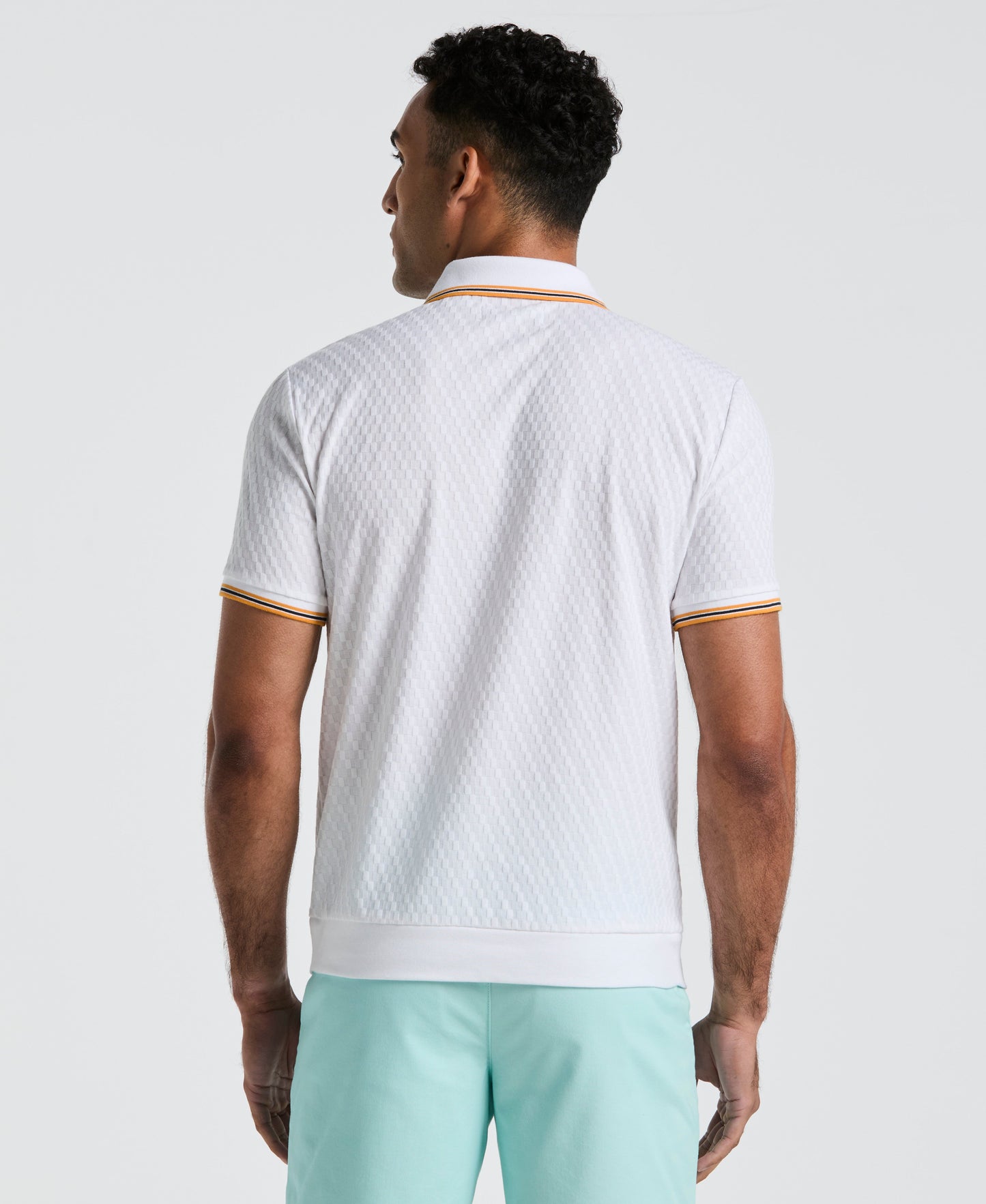 All-Over Jacquard Johnny Collar Polo
