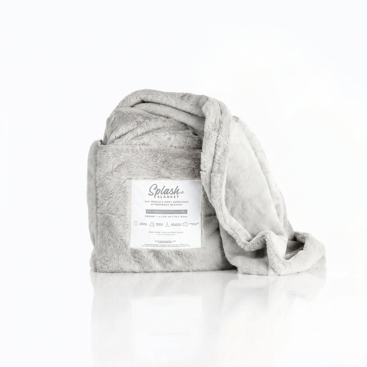 Furlush Waterproof Squirt  Blanket - Wolf Grey