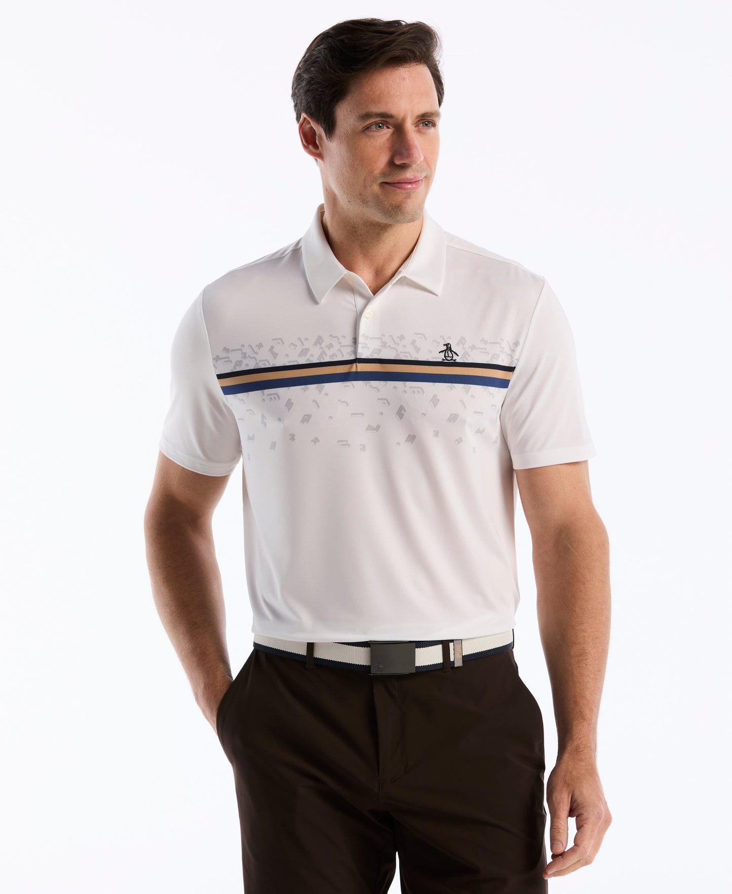 "Got Game" Engineered Stripe Golf Polo