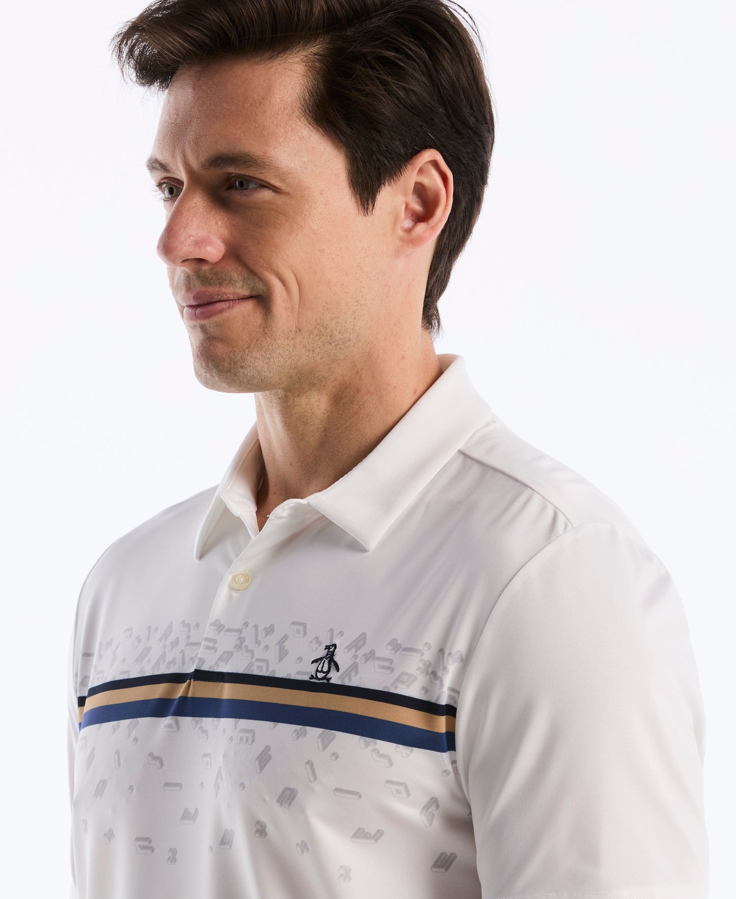 "Got Game" Engineered Stripe Golf Polo