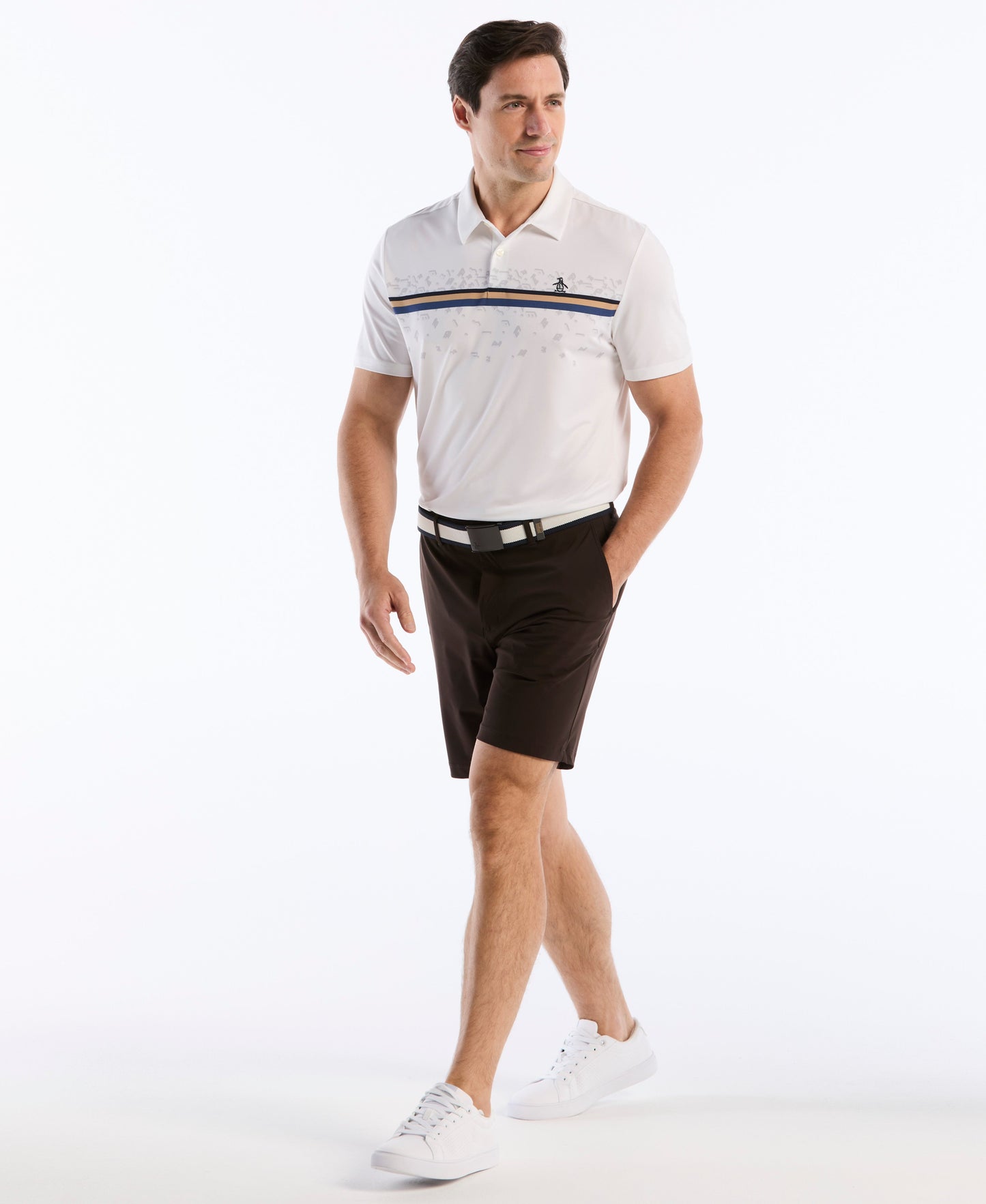 "Got Game" Engineered Stripe Golf Polo