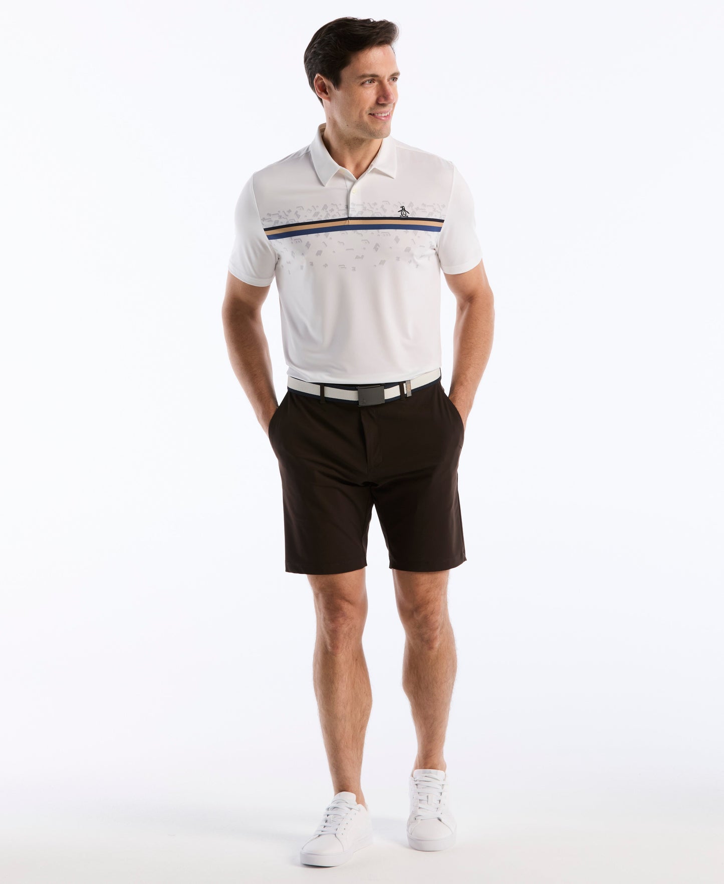 "Got Game" Engineered Stripe Golf Polo