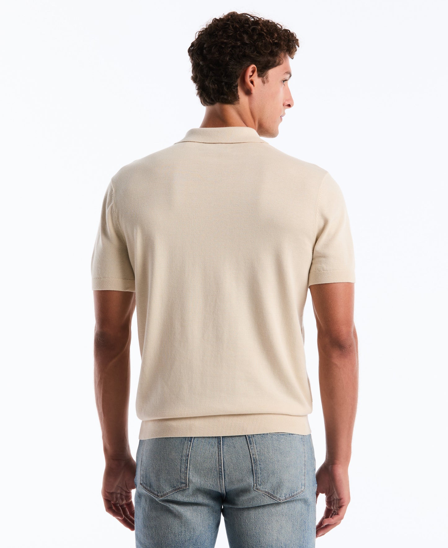 Honeycomb Stripe Stitch Sweater Polo