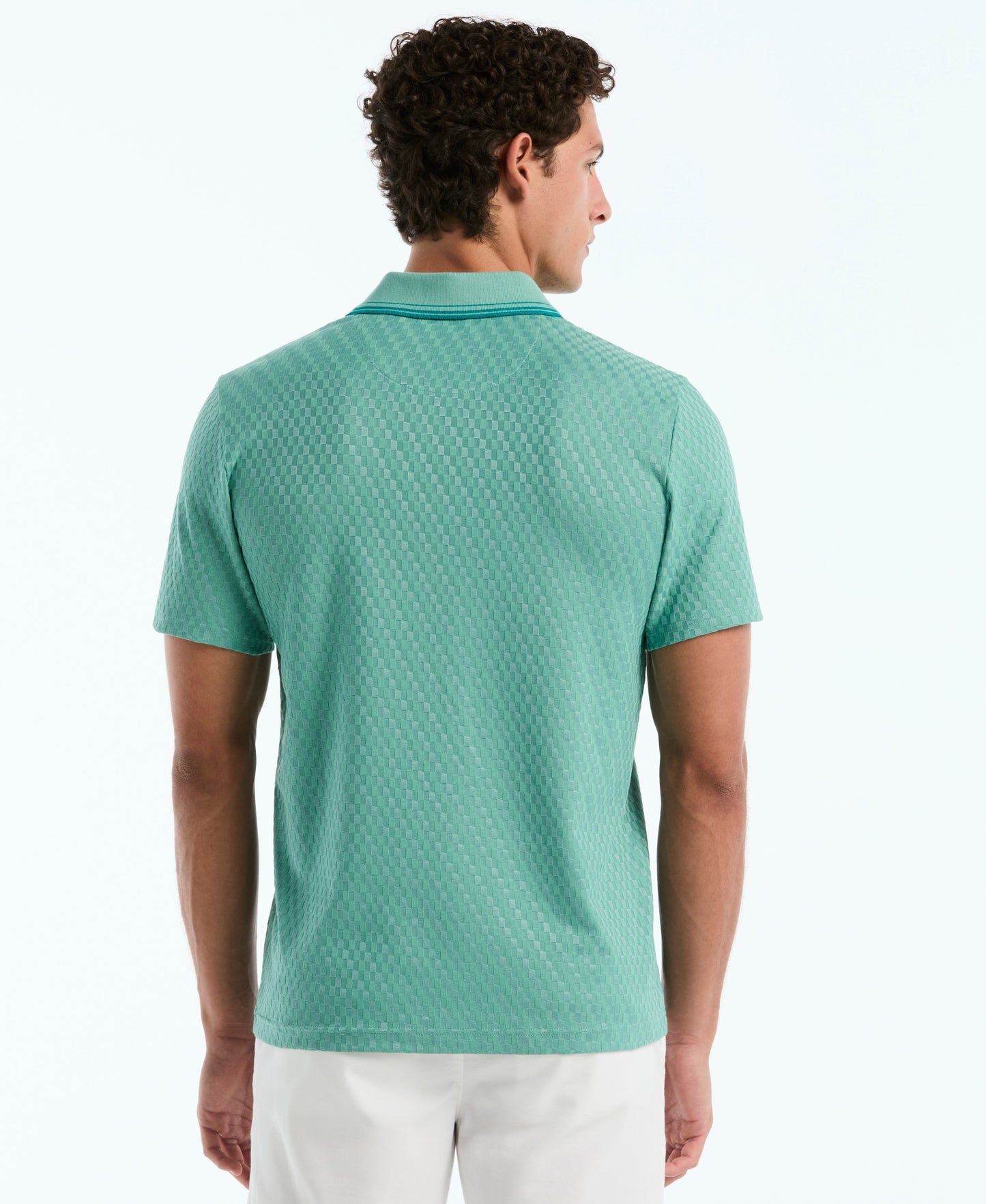 Jacquard Check Johnny Collar Polo