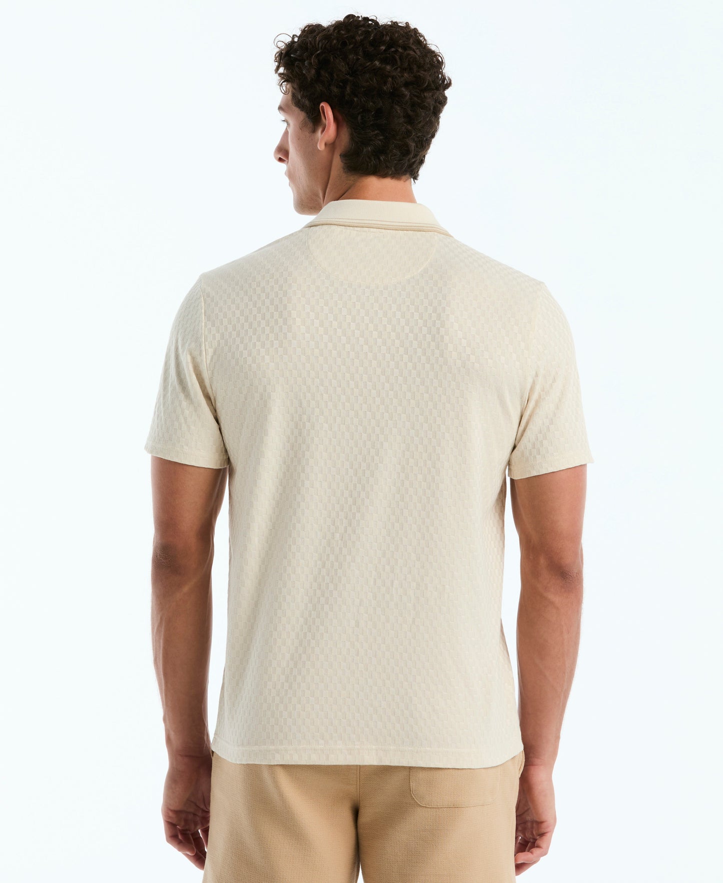 Jacquard Check Johnny Collar Polo