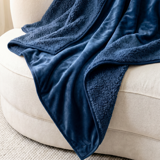 Waterproof Splash Blanket -  Hamptons Navy The OG - Same Color Sherpa