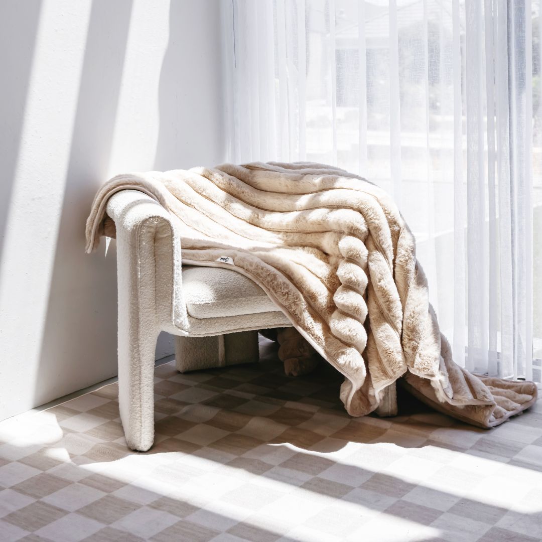 Ribbed Splash Blanket- Beige