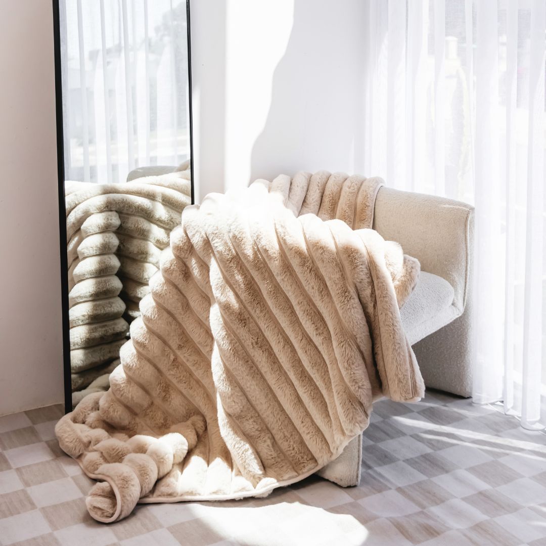 Ribbed Splash Blanket- Beige