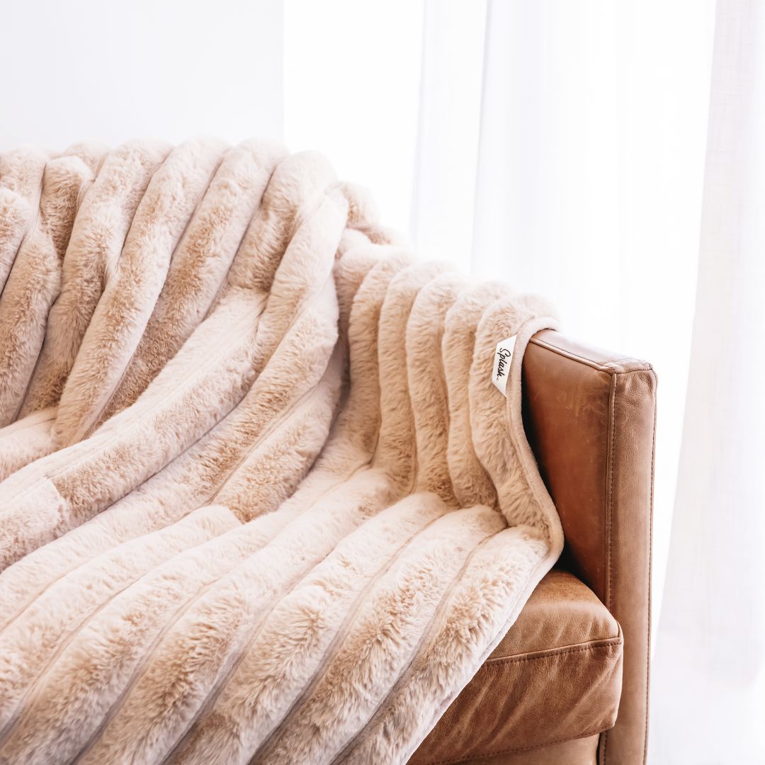 Ribbed Splash Blanket- Beige