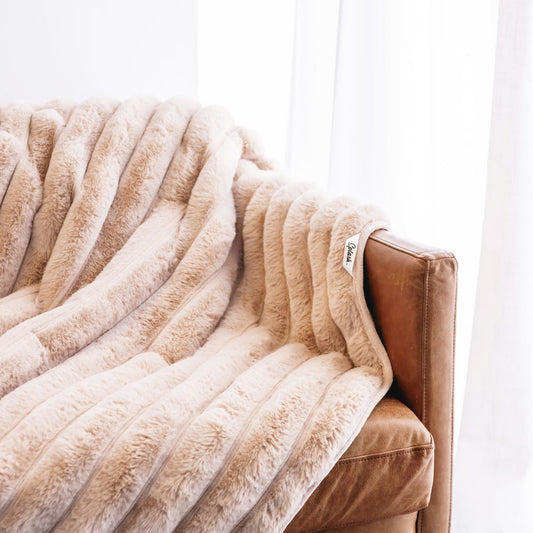 Ribbed Splash Blanket- Beige