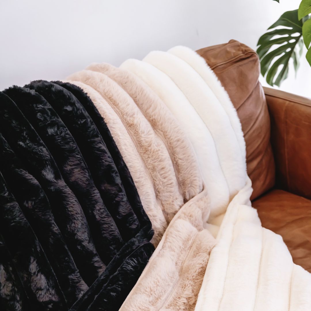 Ribbed Splash Blanket- Beige
