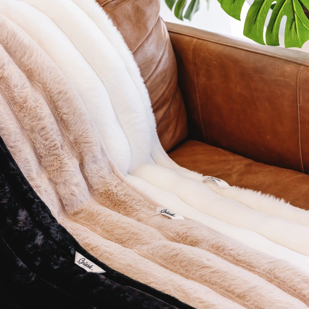 Ribbed Splash Blanket- Beige