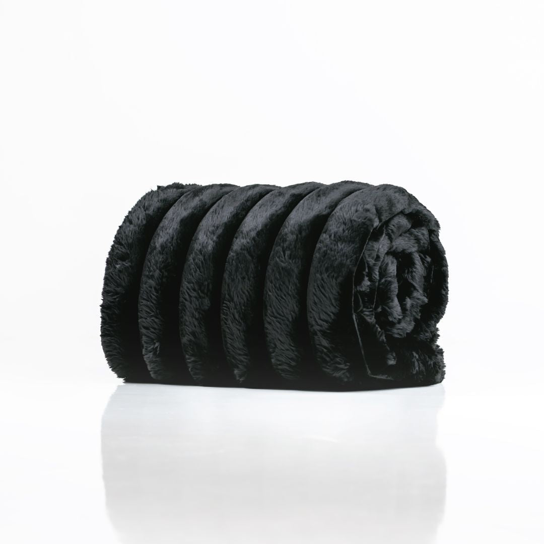 Ribbed Splash Blanket- Midnight Black