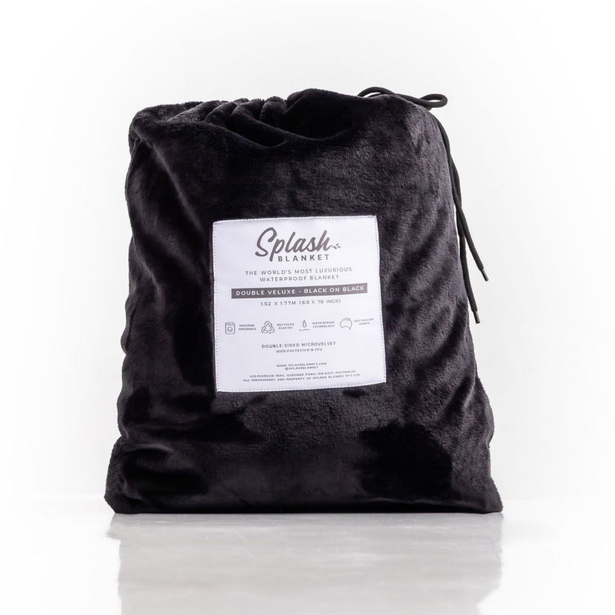 Waterproof Splash Blanket - Black on Black Double Veluxe