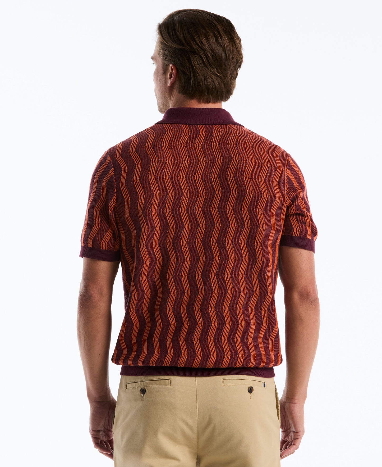 Wavy Jacquard Johnny Collar Sweater Polo