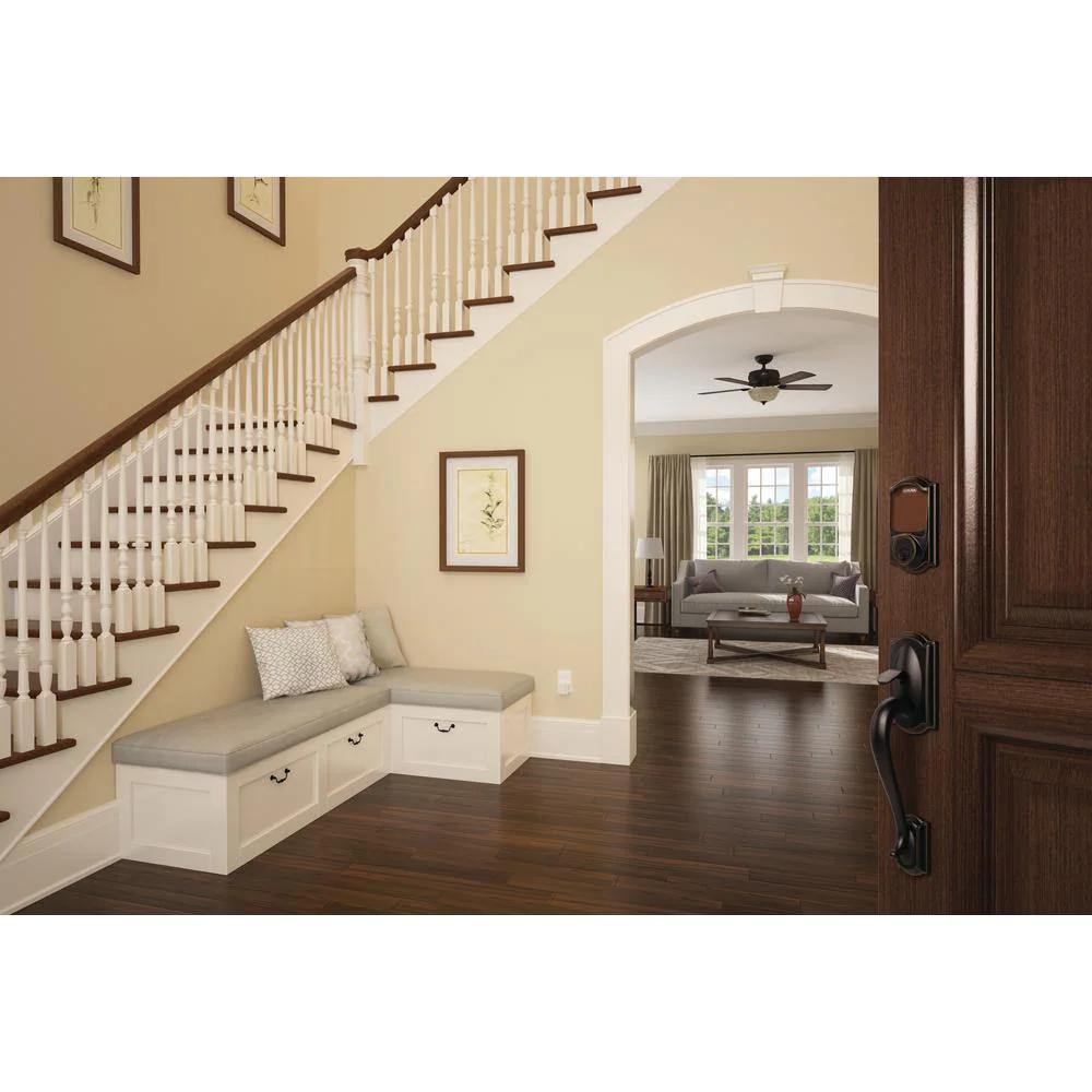 Camelot Aged Bronze Sense Smart Door Lock with Left Handed Accent Lever Door Handleset