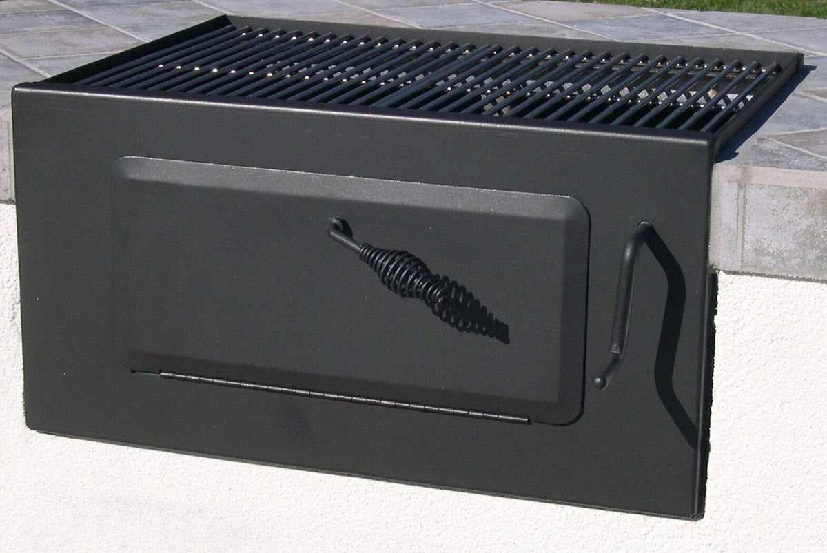 EasyChef Charcoal/Wood Built-In BBQ Grill 24" - Front Loader w/ SS Cooking Grids