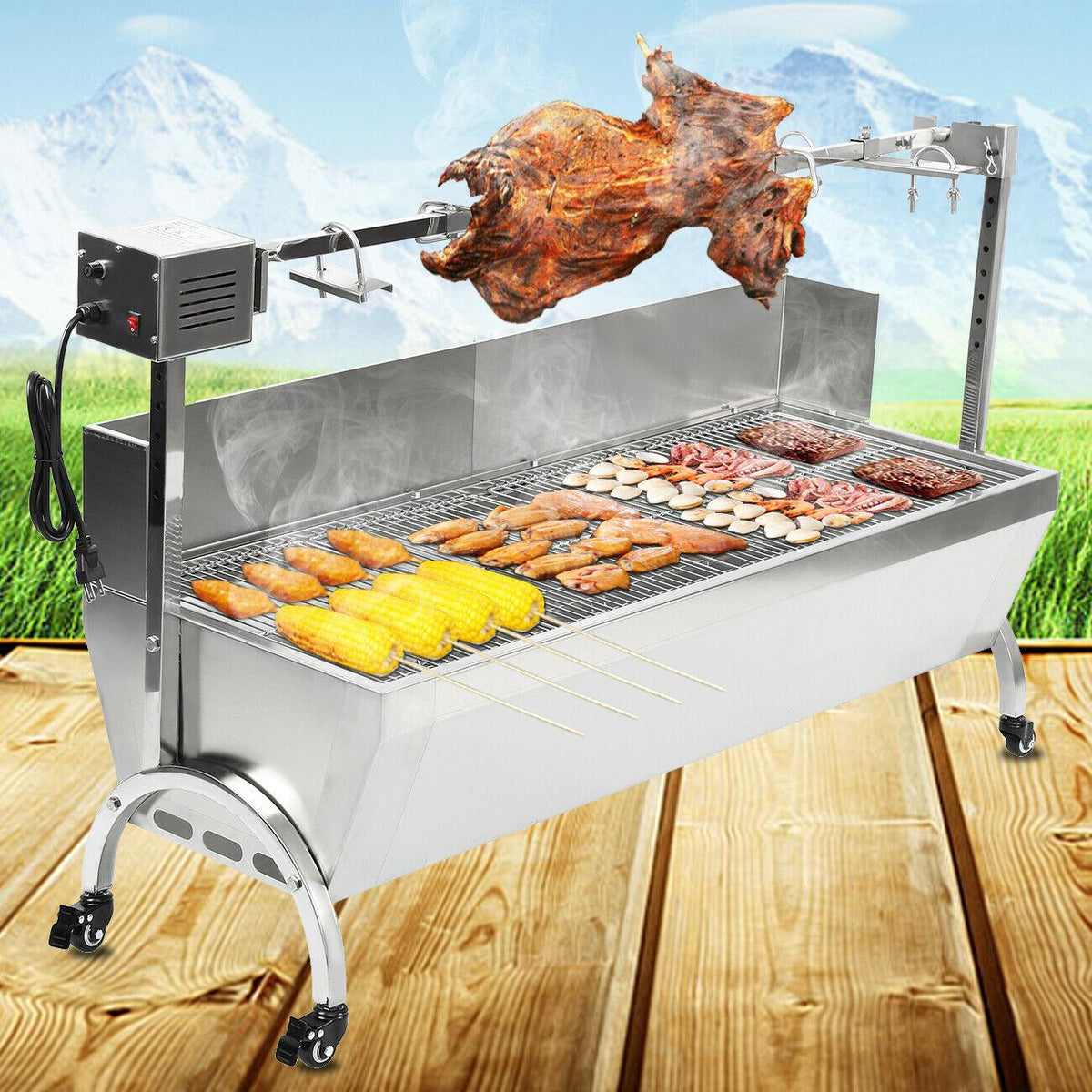 Spit Roaster Rotisserie Pig Lamb Roast BBQ Grill Portable Outdoor Picnic Good