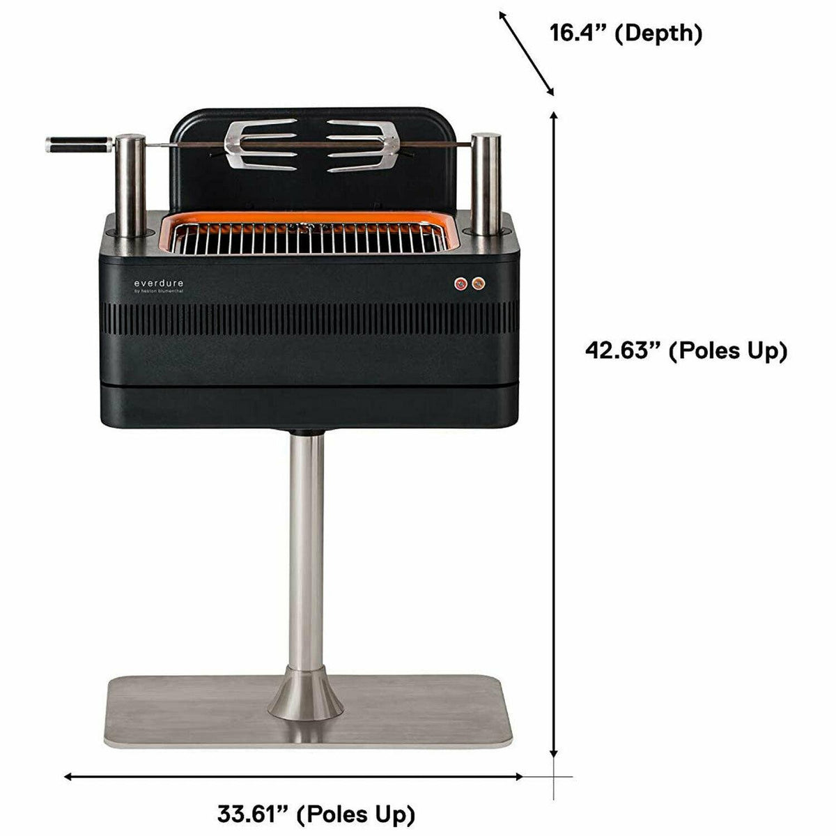 Everdure by Heston Blumenthal FUSION 29 Inch Pedestal Charcoal Grill/Rotisserie