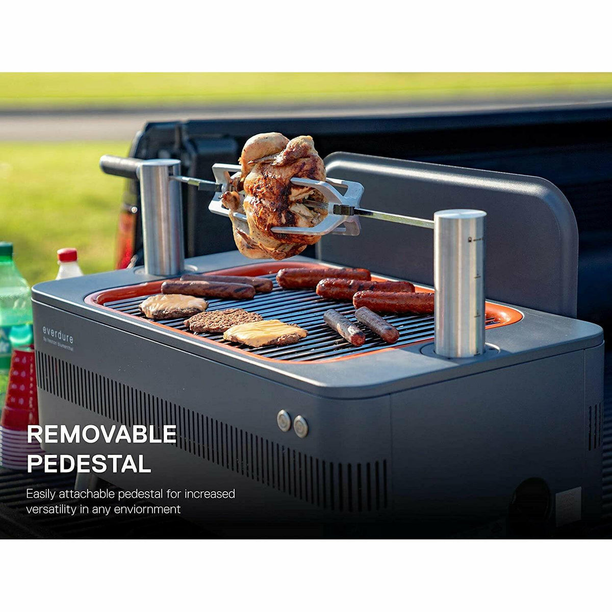 Everdure by Heston Blumenthal FUSION 29 Inch Pedestal Charcoal Grill/Rotisserie