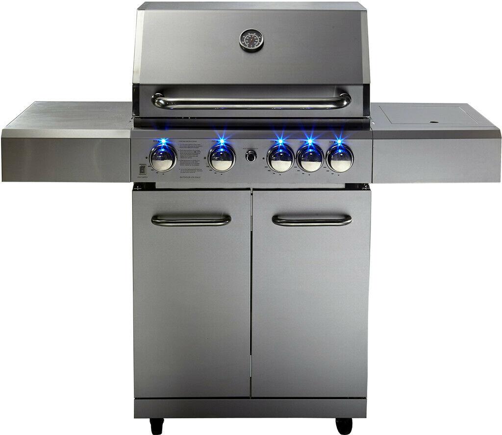 New Stainless Steel Outdoor Propane Gas BBQ 5 Burner Grill w/ Rotisserie + Cover