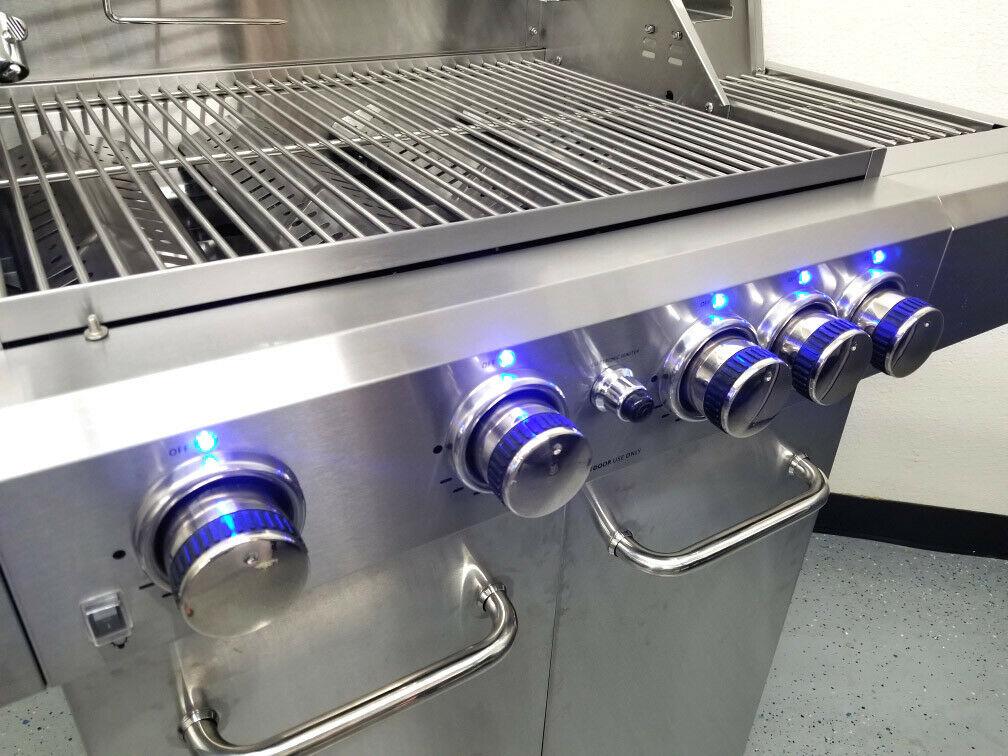 New Stainless Steel Outdoor Propane Gas BBQ 5 Burner Grill w/ Rotisserie + Cover