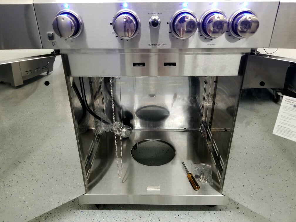 New Stainless Steel Outdoor Propane Gas BBQ 5 Burner Grill w/ Rotisserie + Cover