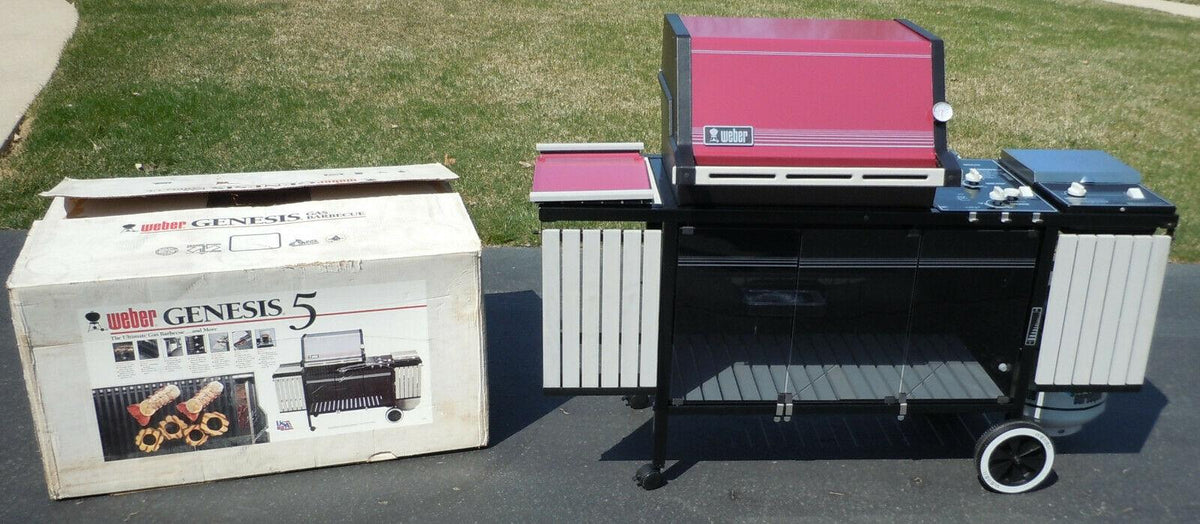 Vintage 80's Genesis 5 Burgundy Gas Grill #493001 1988 Collector Quality