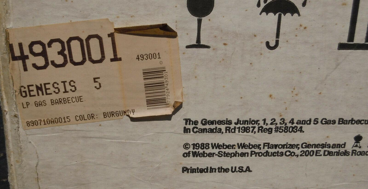 Vintage 80's Genesis 5 Burgundy Gas Grill #493001 1988 Collector Quality