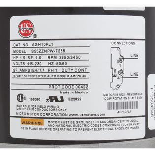 Motor, US Motor, 1.5 Horsepower, ThruBolt, 1-Speed, 115/230v