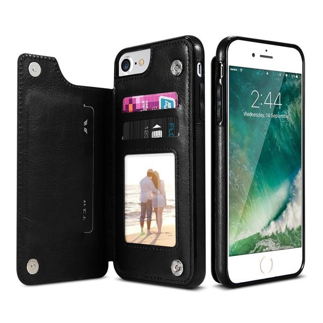 Retro PU Leather Multi Card Holders Case For iPhone