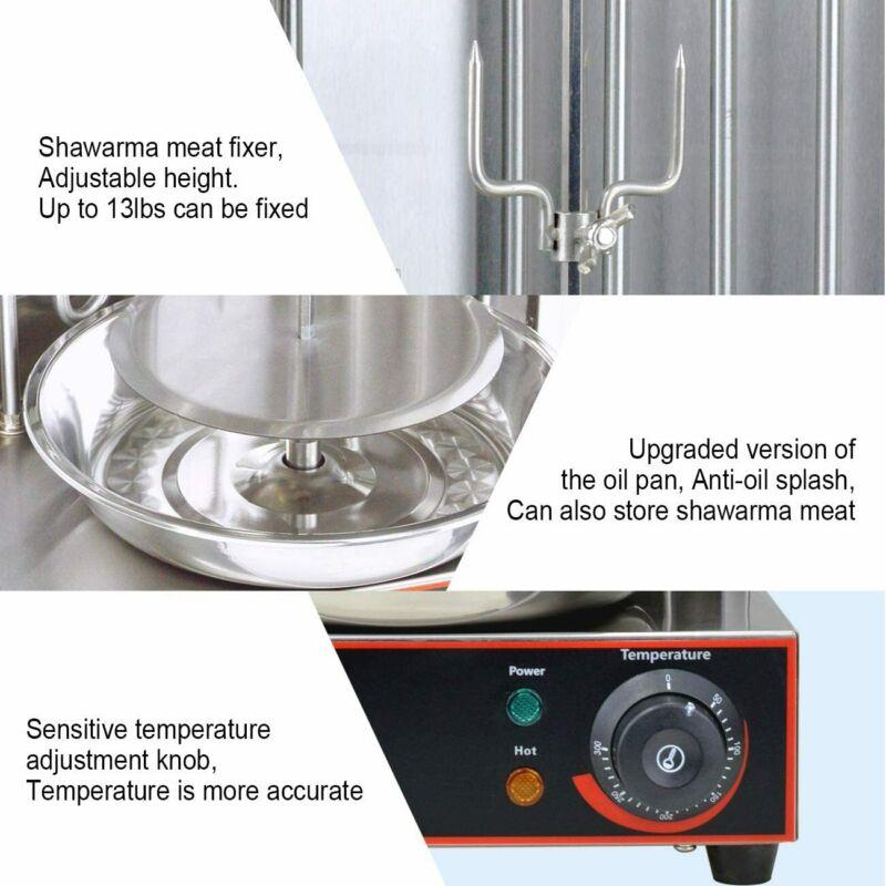Li Bai Shawarma Machine Electric Vertical Kebab Grill Gyro Rotisserie Silver