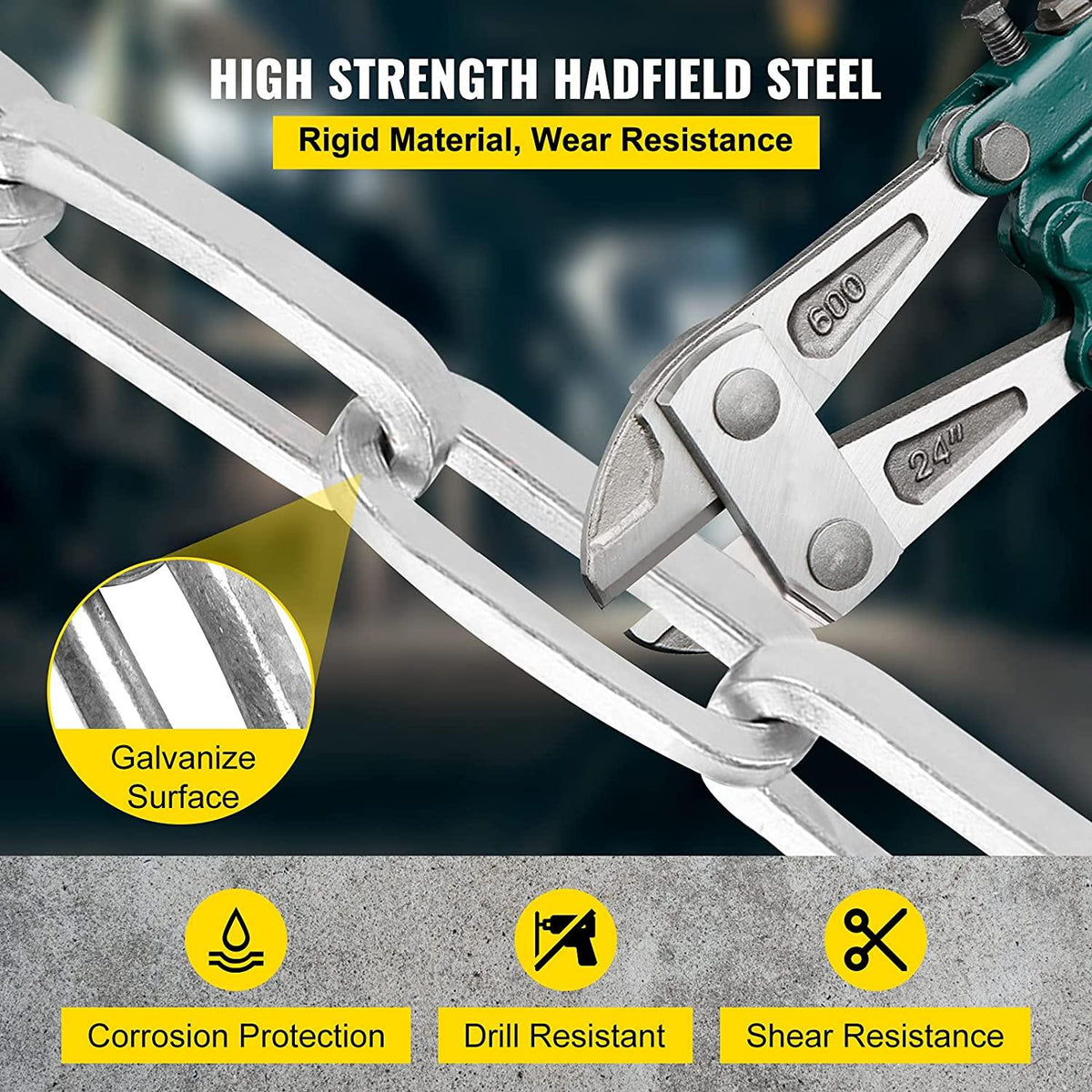 VEVOR Heavy Duty Chain Lock, 2/5 Inch x 9.83 Feet Security Chain and Lock Kit, Premium Case-Hardened Chain Pure Brass Lock Core with 3 Keys, Fit for Motorcycle, Generator, Gates, Bicycle, Scooter