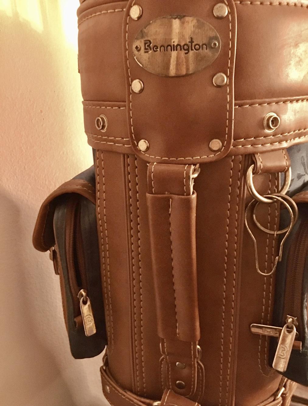 Vtg Bennington 6-Way Divider Leather/Rose-Print Single Strap Golf Bag