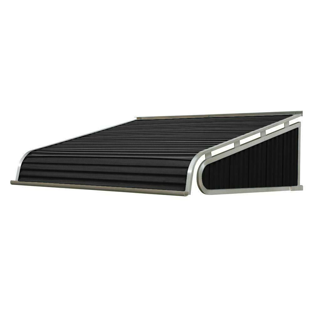 5 ft. Aluminum Awning Door Canopy Black Powder Coated Built In Front Gutter