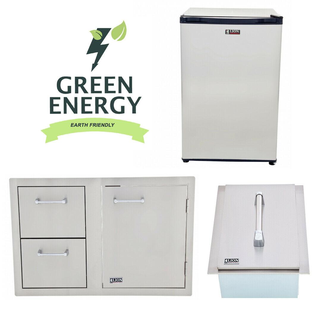 Lion BBQ Combination Door/Drawer, Ice Chest and Refrigerator Package Deal