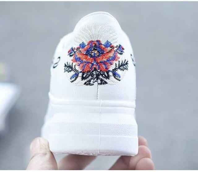Embroidered Breathable Hollow Lace-Up Sneakers